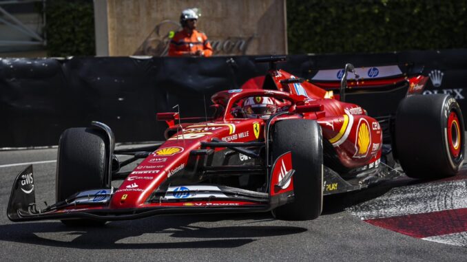 Charles Leclerc pasando por Loews, mítica curva en Mónaco | Fuente: Scuderia Ferrari