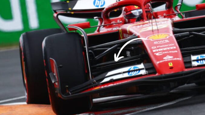 Alerón delantero de Ferrari en el GP Canadá | Fuente: Getty Images