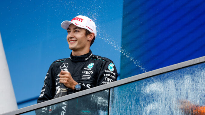 George Russell celebra el primer podio del año | Fuente: Mercedes AMG F1