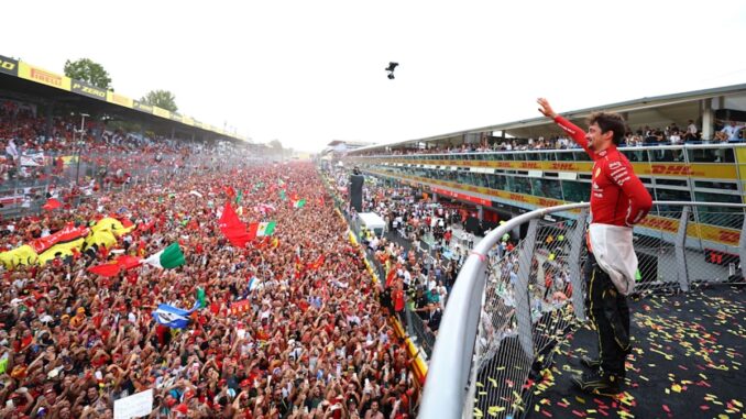 Leclerc celebrando la victoria en el Gran Premio de Italia 2024 | Fuente: Fórmula 1