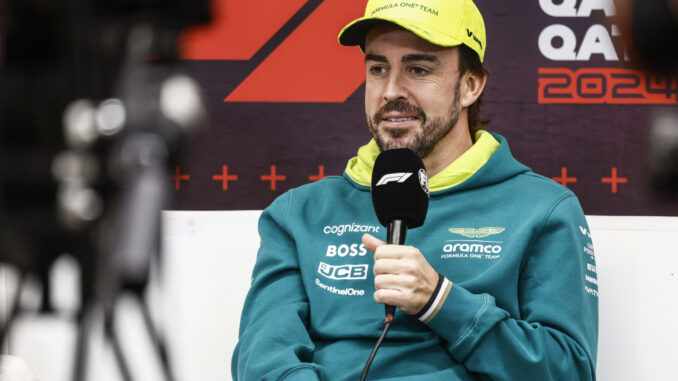 Fernando Alonso durante la rueda de prensa del Gran Premio de Catar | Fuente: Aston Martin