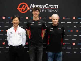 Komatsu, Bearman y Gene Haas | Fuente: Haas F1 Team