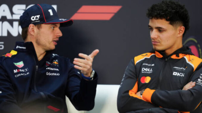 Max Verstappen y Lando Norris en rueda de prensa 2025 | Fuente: Getty Images